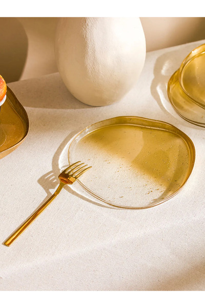 LC Waikiki LCW HOME Modern Şeffaf Sarı Cam Sunum Tabağı 4'lü 18 Cm