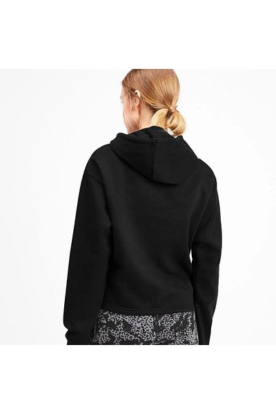 Puma Дамски черен суитшърт с качулка и лого Cropped Logo Tr