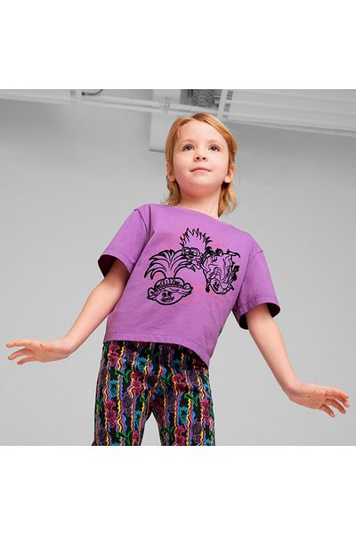 Puma Kids Tricou Puma Puma X Trolls Graphic pentru fete violet cu gât rotund