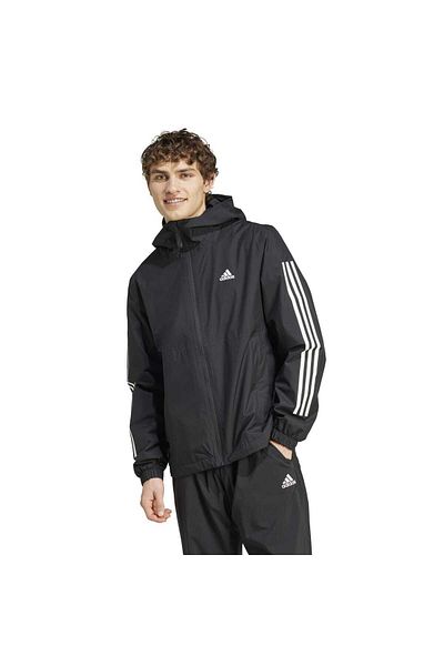 adidas Мъжко черно яке с качулка Essentials 3 Stripes R.R