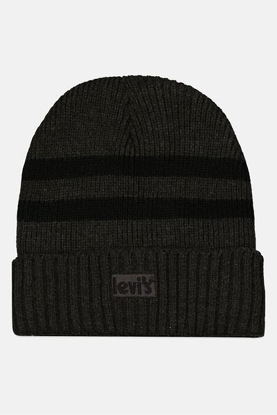 Levi's Men Embroidered Brand Logo Knitted Beanie, Black