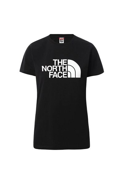 THE NORTH FACE تي شيرت نسائي سهل ذو رقبة دائرية ومطبوع باللون الأسود