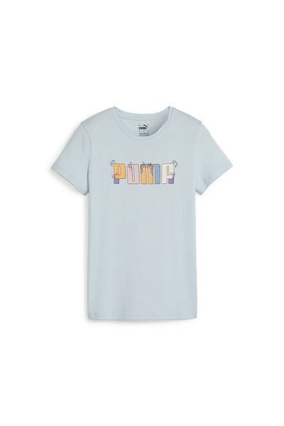 Puma Tricou albastru cu decolteu rotund Essentials Graphic pentru femei