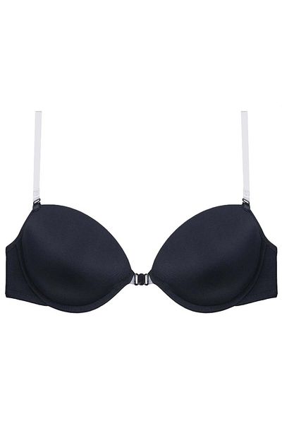 Magic Form 2030 Bra with Front Clips, Back and Strap, Transparent Sponge - Black