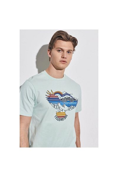 WRANGLER Ανδρικό μπλουζάκι με λαιμόκοψη σε μπλε χρώμα