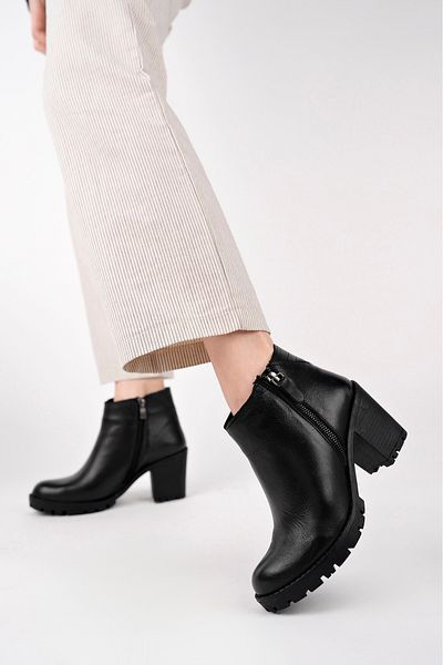 Deripabuc Genuine Leather Black Women's Leather Boots Trc-18301