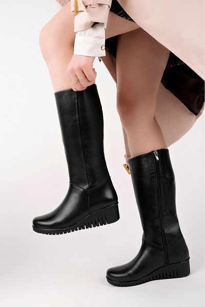 Deripabuc Black Genuine Leather Women's Boots - Trc-2007