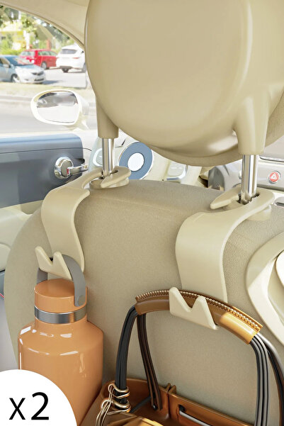 APEXEL Araç içi Koltuk Askısı Organizer Koltuk Başlığı Tutucu 2 Adet Krem