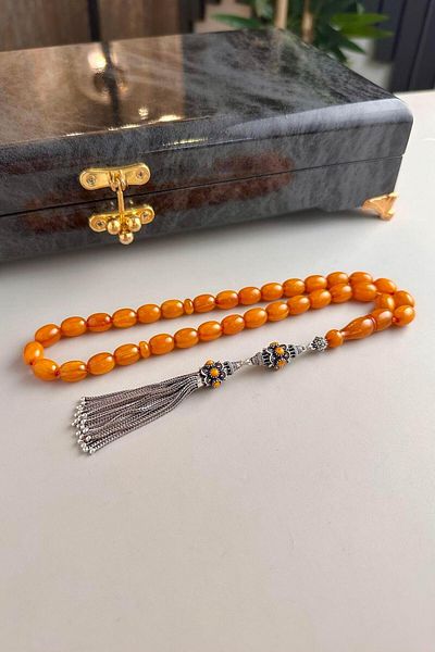 dergah tesbih Legendary Dough Squeeze Amber Silver Design Rosary