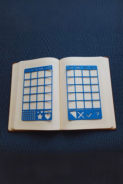 Karmelom Studio Bullet Journal Calendar Set of 2 Stencil Rulers - Weekly & Monthly Planning Ruler