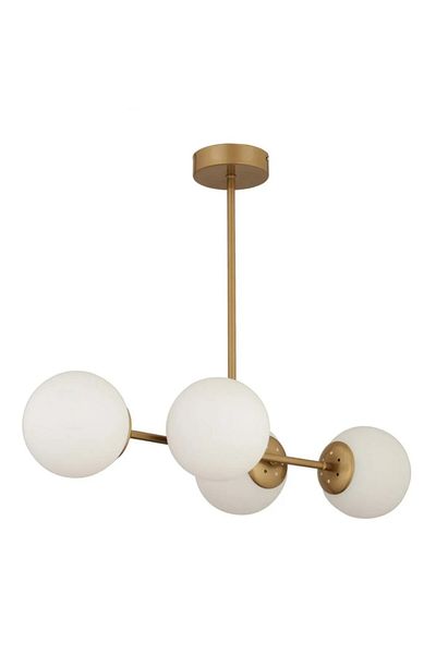 ABAJUR EVİM Diego Gold Case White Glass 4-Piece Chandelier