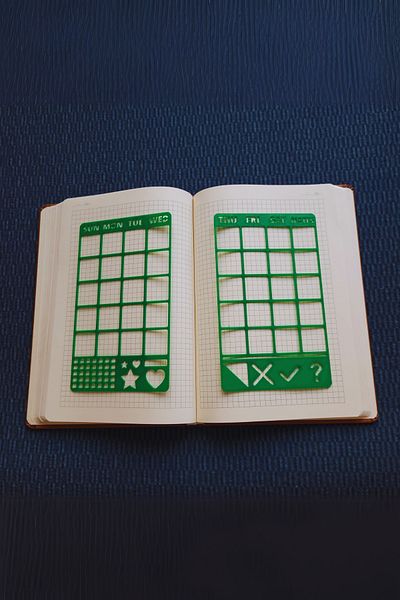 Karmelom Studio Bullet Journal Calendar Set of 2 Stencil Rulers - Weekly & Monthly Planning Ruler