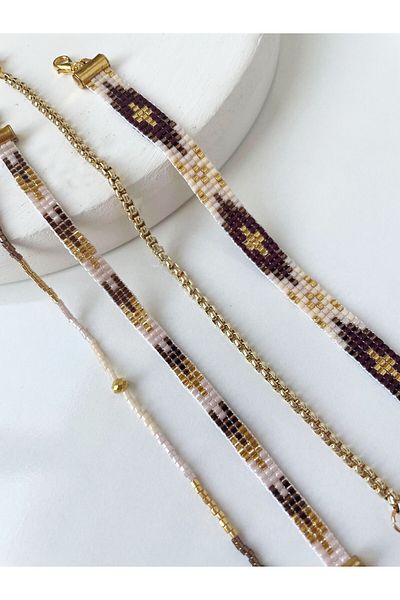 NevoAccessory Brown 4-Piece Miyuki Bracelet Set
