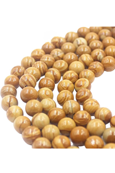 SESİKA HOBİ Γνήσια φυσική πέτρα Ένας ποιοτικός ξύλινος αχάτης 8 mm 1 σειρά Μέ...