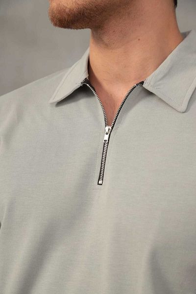 FRANCO RENZO Γκρι ανδρικό σορτς με φερμουάρ Half Oversize 054