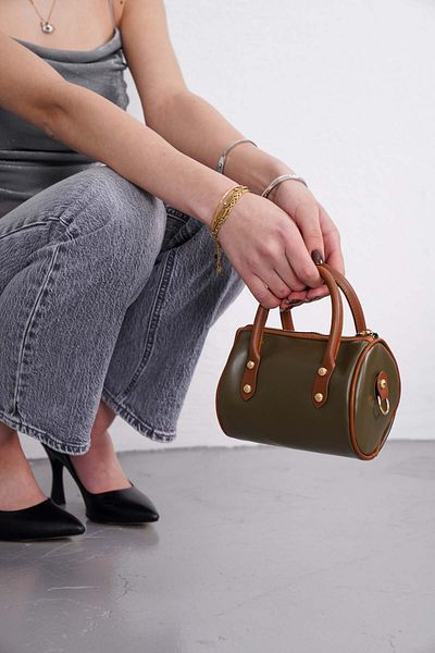 Unique Women's Cylinder Model Cross Strap Small Shoulder and Shoulder Bag