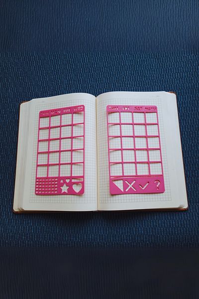 Karmelom Studio Bullet Journal Calendar Set of 2 Stencil Rulers - Weekly & Monthly Planning Ruler