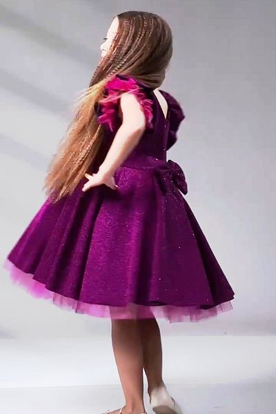 ABİYEKİDS Fuchsia Silvery Style Children's Evening Dress - Aby185