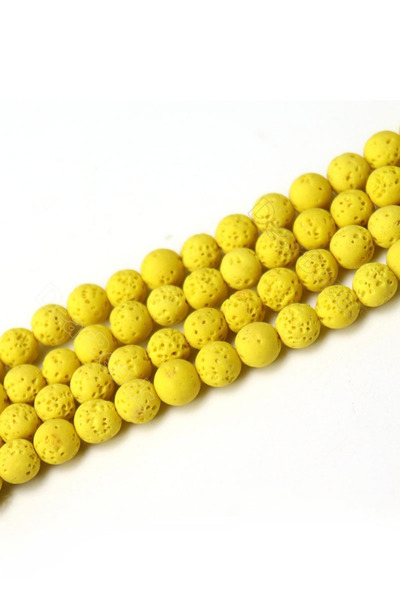 SESİKA HOBİ حجر طبيعي أصلي حجر لافا أصفر عالي الجودة 8 مم قطع كروية 1 مصفوفة ...