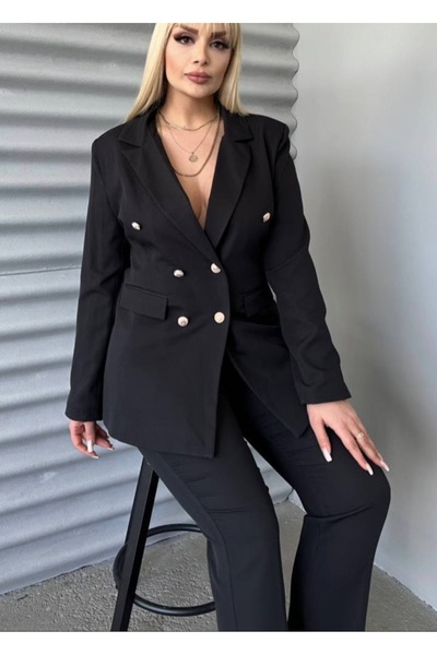 Butik Nilyam Γυναικείο σακάκι με ζώνη με τσέπες παντελόνι με πόδι σωλήνα 24820