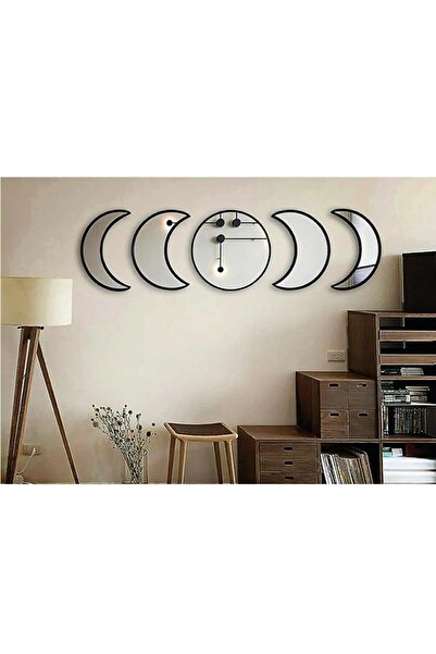 exalted hawk Ay Evresi Duvar Ayna Seti 5 Parçalı – Akçaağaç Mdf Ve Pleksi Ayna