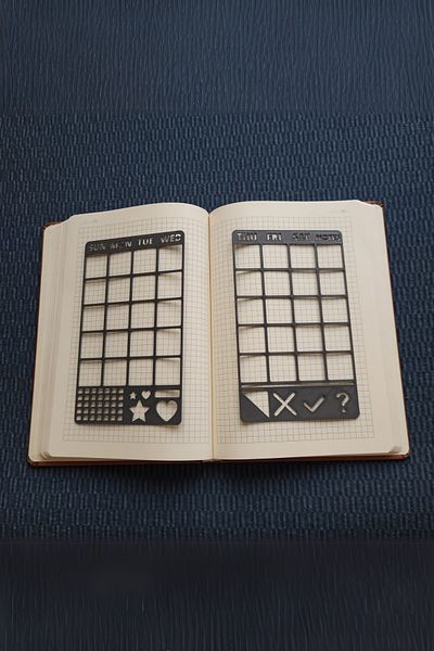 Karmelom Studio Bullet Journal Calendar Set of 2 Stencil Rulers - Weekly & Monthly Planning Ruler