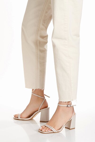 MFT AYAKKABI Μπεζ Γυναικεία Παπούτσια με τακούνι πάχους 8 cm