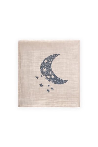 Cigit Indigo Printed Natural Blanket - 90X100 cm Moon Printed