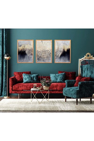 bestablo Tablou decorativ cu model de rădăcină în 3 piese, cu ramă, pictură, ...