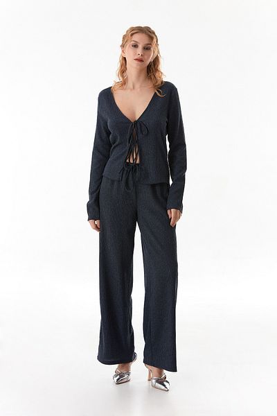 Fulla Moda Wrapped Fabric Front Tie Cardigan