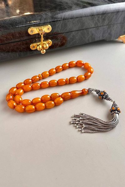 dergah tesbih Legendary Dough Squeeze Amber Silver Design Rosary