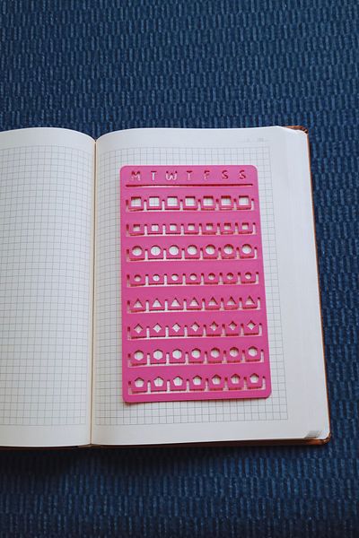 Karmelom Studio Bullet Journal Template Ruler for Week Plan and Tasks - Agenda & Notebook Organizing Tool