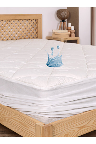 Maya Concept Store Premium Saf İngiliz Yün Sıvı Geçirmez Fitted Yatak Pedi Topper