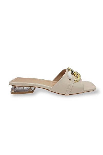 İST FİDAN KUNDURA Women's Buckle Transparent Heel Evening Dress Slippers 35832