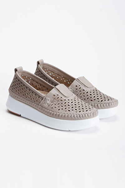 PASSAGE SHOES Genuine Leather Women's Comfort Shoes - Laceless, Gray 4057