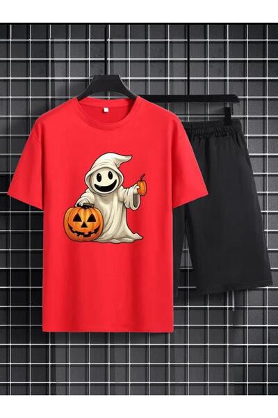 caddekombin Set de pantaloni scurti cu imprimeu Ghost, pantaloni scurti largi...