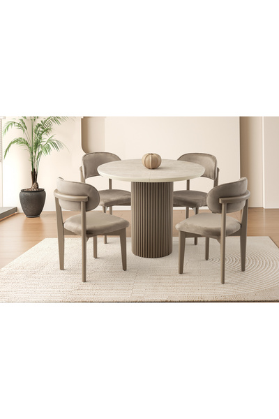 Viento Mobilya Hilton Sidon Desen Açılır 100X100 Masa 4 Kişilik Babyface Kuma...