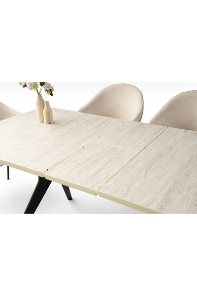 Viento Mobilya Anka Irony HG Açılır 160X90 Masa 8 Kişilik Babyface Kumaş Metal Ayak Fulya Sandalye Masa Takımı