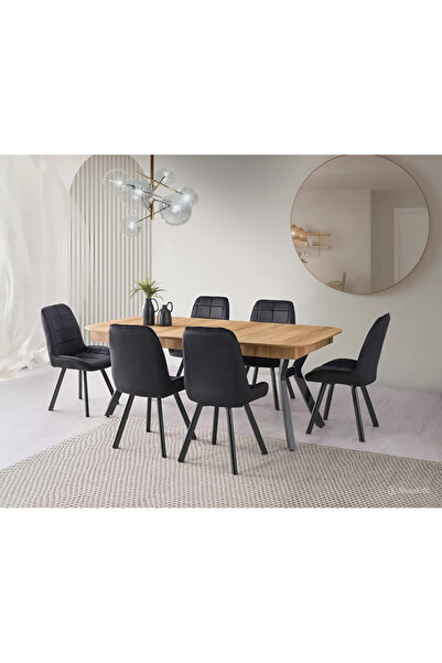 Viento Mobilya Stella Leglano Desen MDF Açılır 200X100 Masa Riva 8 Kişilik Si...