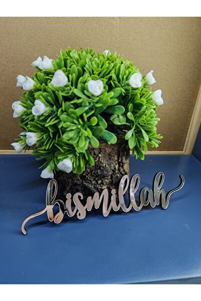 Pleksibu BİSMİLLAH BESMELE PLEKSİ YAZI (4 ADET) (15 CMX4 CM ÖN GÜMÜŞ AYNALI P...