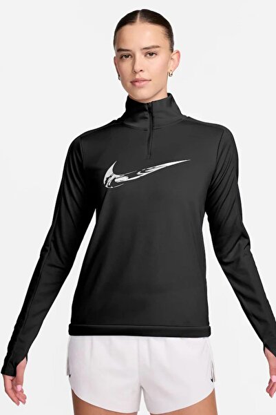 Nike Black Dri-Fit Swoosh Mid-Quarter Zip-Up Women's Sports Sweatshirt