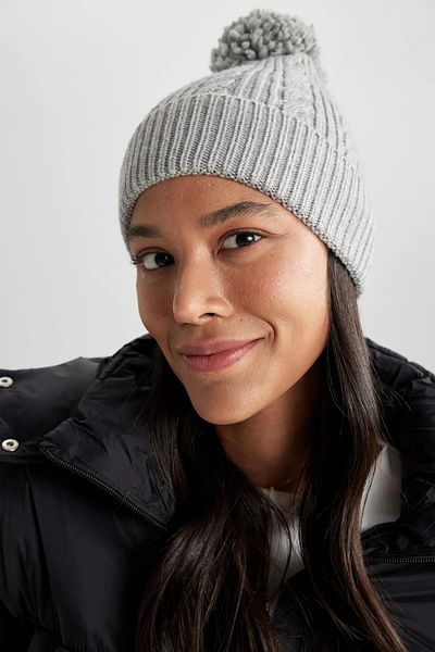 Namaste Vintage Winter Beanie with Print Pompom