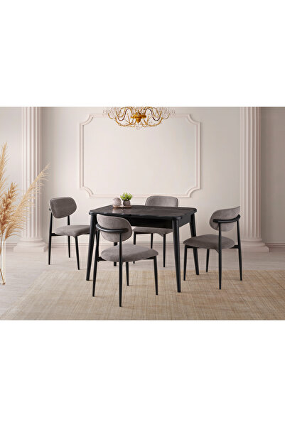 Viento Mobilya Kelebek İrony Highgloss Açılır 110X70 Masa Liza 4 Kişilik Gri ...