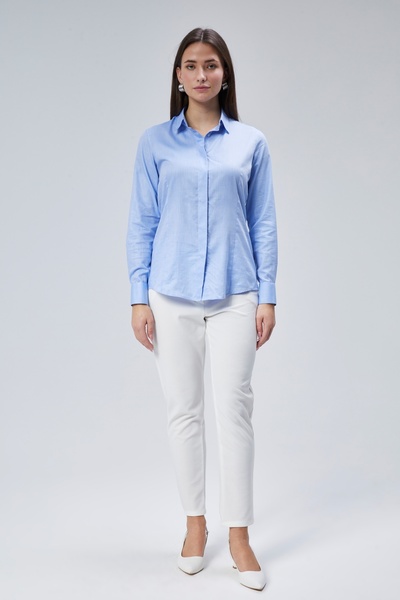 Butik Mavi Oxford Gizli Pat Duble Manşet Kadın Gömlek