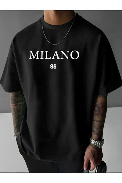 Let's Wear Μαύρο 100% Cotton Comfort Oversize Μαύρο T-shirt με γιακά ποδηλάτου