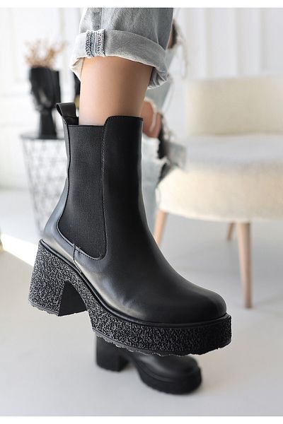 Zerenyus Μπότες PAİGO Black Throat με ελαστικό χοντρό τακούνι