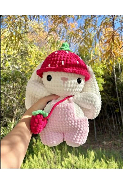 bengovil dekoratif Amigurumi örgü oyuncak çilekli bebek tavşan