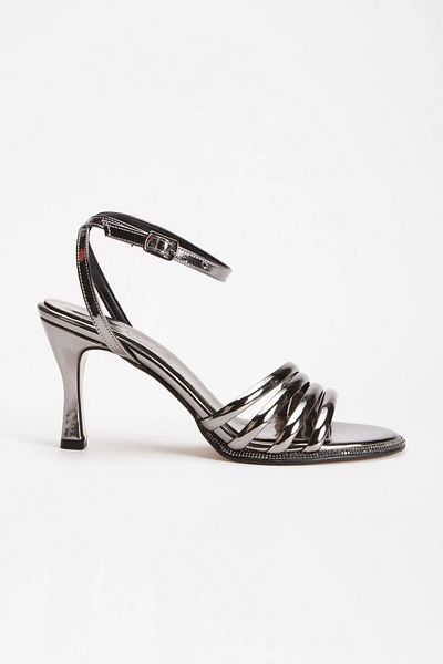 MFT AYAKKABI Women's Platinum Patent Leather Stoned Evening Dress Shoes