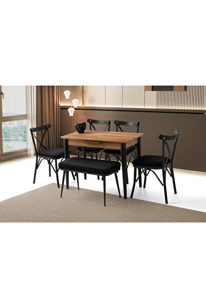 Viento Mobilya Milano Hazar Açılır 100X60 Masa 6 Kişilik Babyface Metal Çapra...
