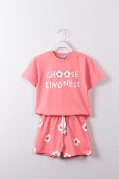 Magu Pink Floral Patterned Children's Shorts Set |   Choose Kindness Summer Suit